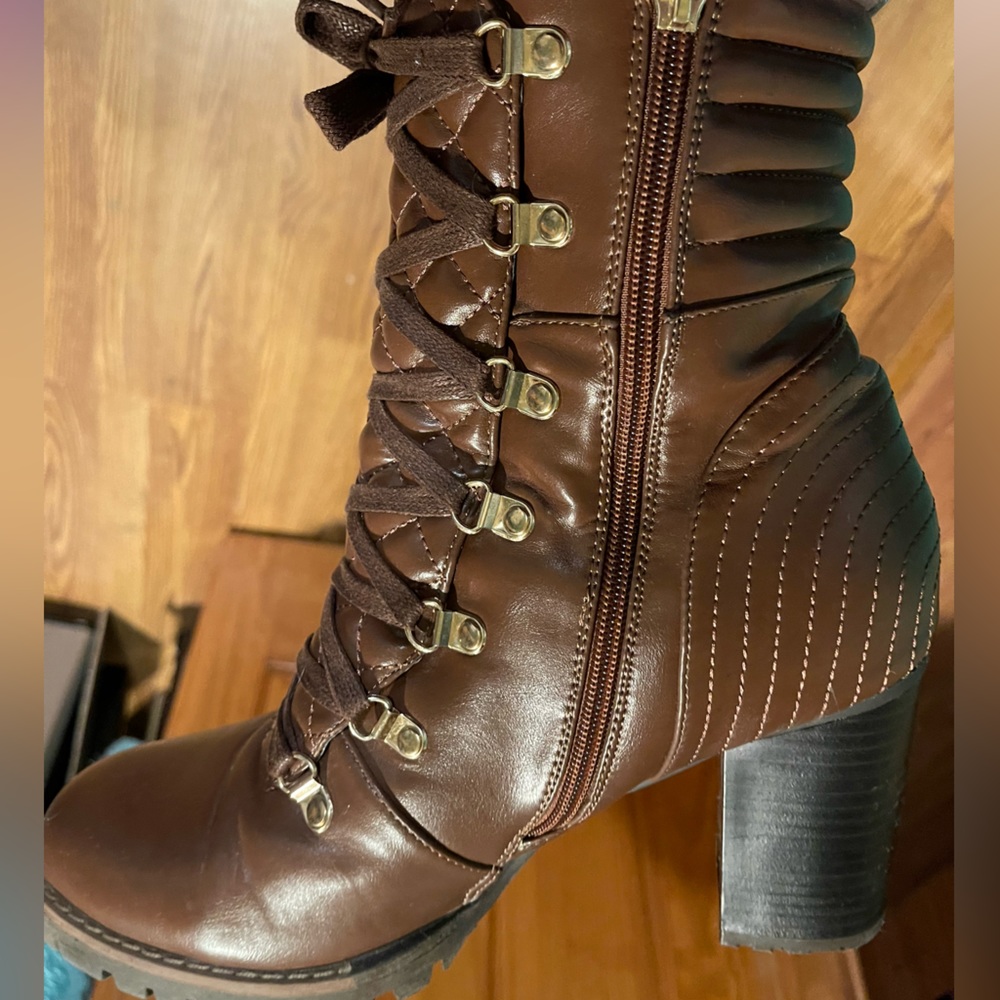 Sexy brown lace up boots in size 12.